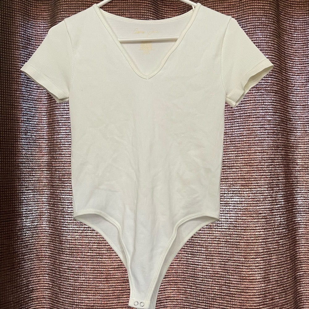 White V-Neck Short Sleeve Bodysuit